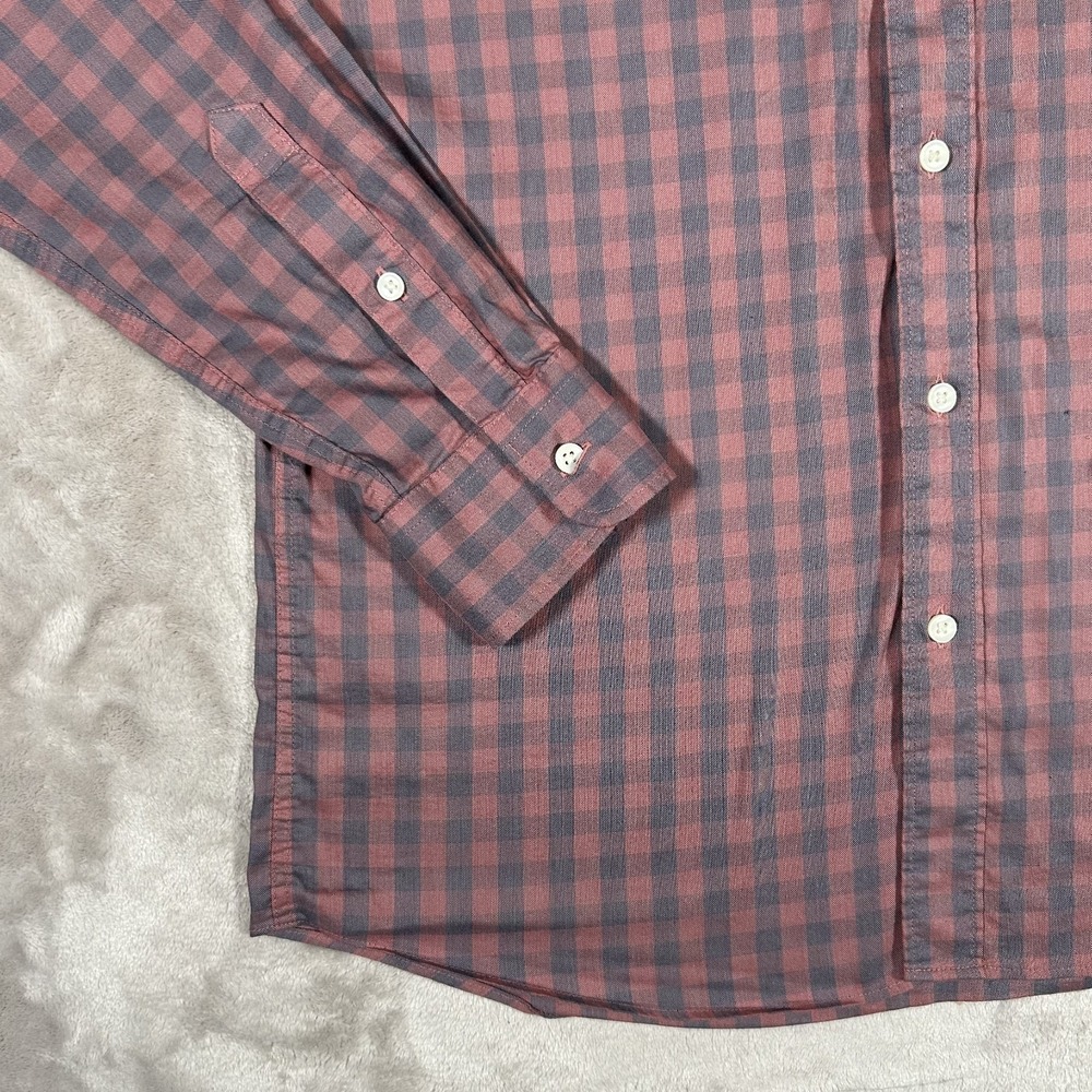 Faherty The Movement Shirt Mens Medium Pink Blue Gingham Plaid Button Down Long - Picture 10 of 16